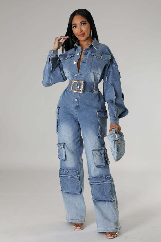 Jumpsuit Denim Overol Lavado Vintage con Múltiples Bolsillos - Image 16