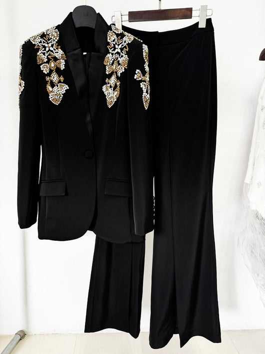 Traje Elegante con Blazer de Strass y Pantalón Dividido - Image 18