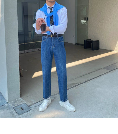 Jeans Slim Fit Estilo Retro Británico para Hombre - Image 39