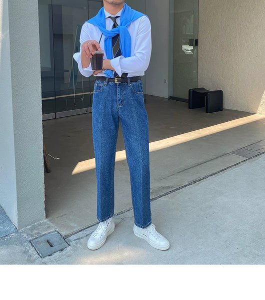 Jeans Slim Fit Estilo Retro Británico para Hombre - Image 39