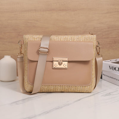 Bolsa de Hombro Tejida en Paja - Diseño Liso y Versátil - Image 43