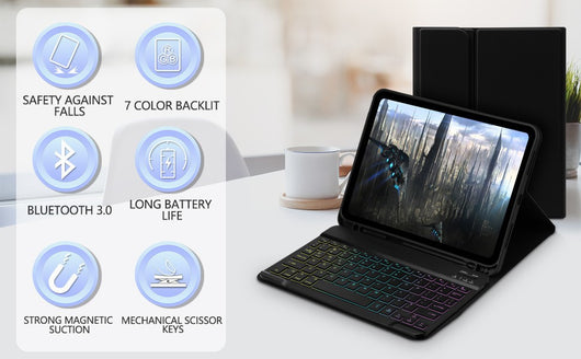 Funda iPad con Teclado Bluetooth Luminoso en Cuero Premium - Image 34