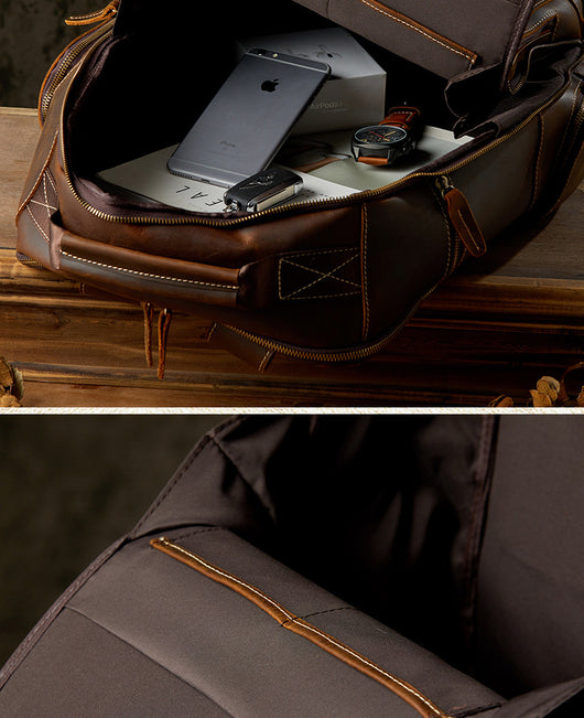 Mochila de Cuero Artesanal Estilo Británico Retro para Hombre - Image 25