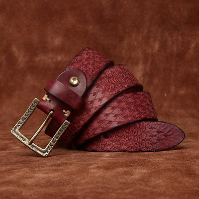 Cinturón de Cuero para Hombre con Hebilla Diamantada Tallada - Image 28