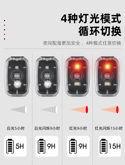 Luz Trasera Bicolor para Bicicleta - Faro de Advertencia Nocturno Compacto - Image 15