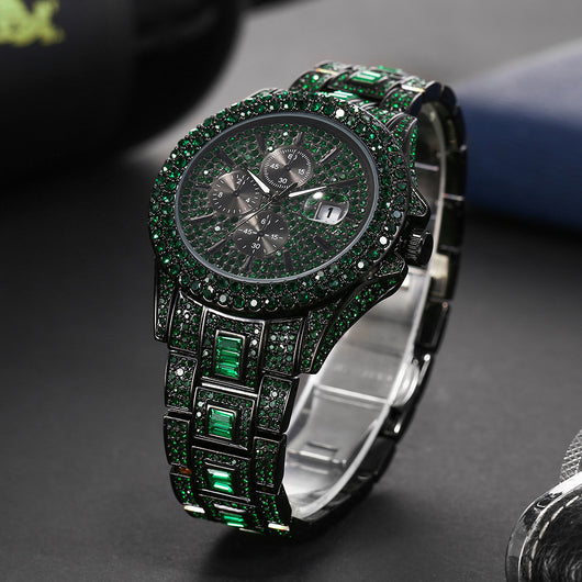 Reloj Hombre Hip Hop Cristales Brillantes Luminoso Cuarzo Multicolor - Image 14