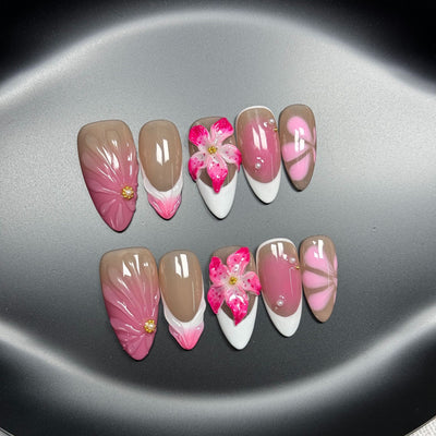 Esmalte de Uñas Floral 3D Efecto Hielo Estilo Francés - Image 12