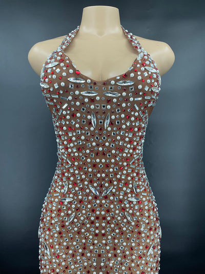 Vestido de Gala Escote Espalda Descubierta con Cristales y Brillantes - Image 8