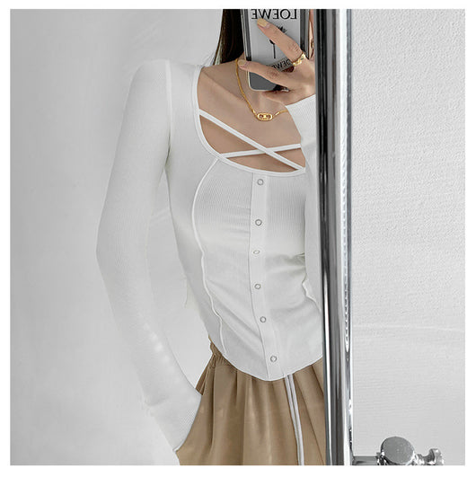 Blusa Manga Larga Slim Fit Diseño Exclusivo Cuello Redondo - Image 12