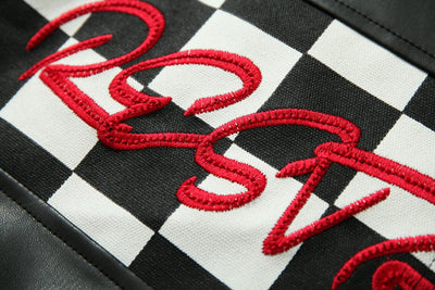 Chaqueta de Cuero Estilo Retro Americano con Detalles de Tartán - Image 34