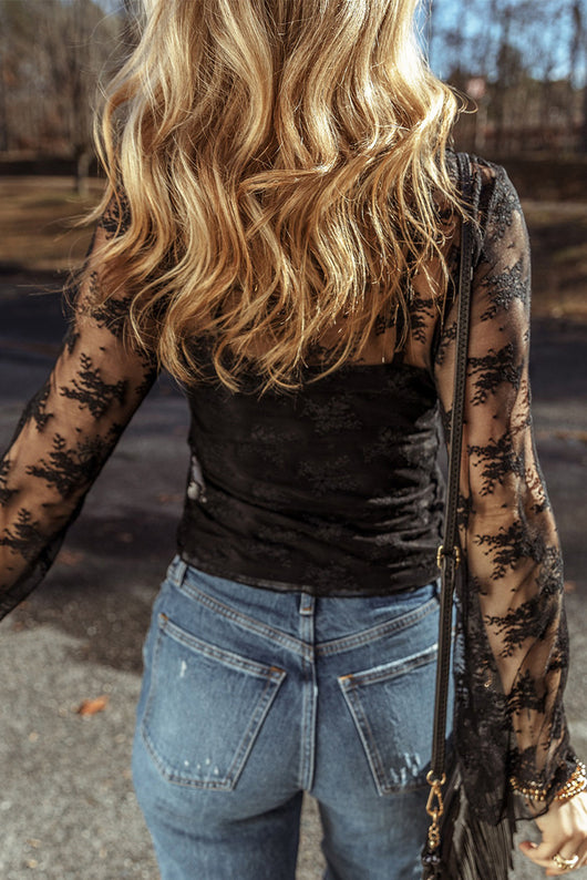 Blusa Reductora de Encaje Manga Larga Ajustada para Mujer - Image 14