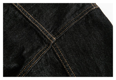 Chaqueta Denim Negra Retro Suelta para Hombre - Estilo Workwear Casual - Image 13