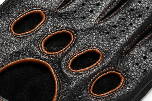 Guantes de Cuero Mitad Dedo para Motociclismo y Actividades al Aire Libre - Image 27