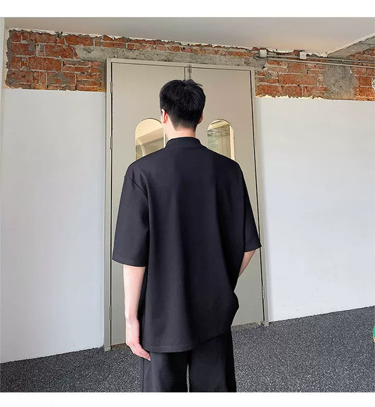 Camisa de Manga Corta con Bordado de Hojas de Bambú para Hombre - Image 25