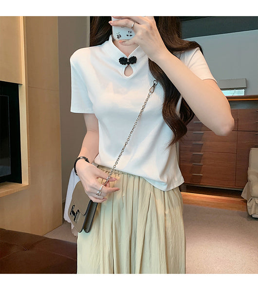 Camiseta de Estilo Chino con Botones de Rana - Manga Corta Verano - Image 39