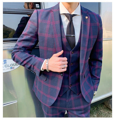 Traje Slim Fit 3 Piezas Fusión Coreana y Británica para Hombre - Image 35