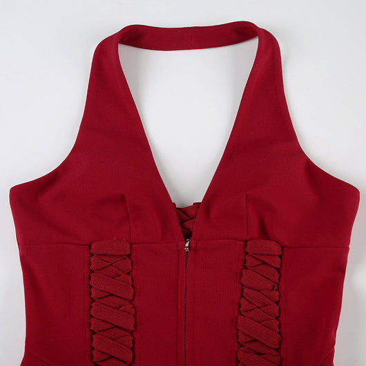 Top Halter Encaje Sexy Corto Anudado - Image 61