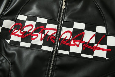 Chaqueta de Cuero Estilo Retro Americano con Detalles de Tartán - Image 22