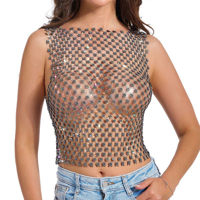 Playera Semitransparente con Cuello Redondo y Detalles en Cristales para Hombre - Image 12