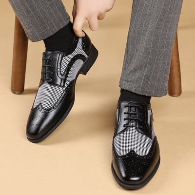 Zapatos Casuales de Cuero con Patrón Pata de Gallo para Hombre - Image 56