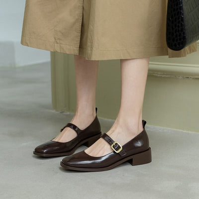 Zapatos Planos de Punta Cuadrada con Botones para Mujer - Image 13