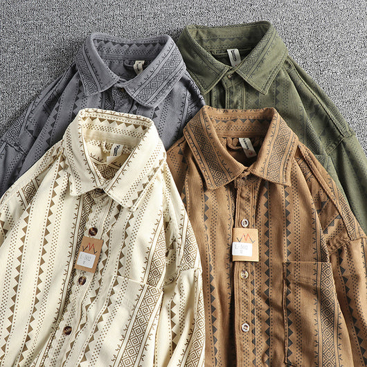Camisa Casual Hombre Estilo Navajo Retro Americano - Image 24