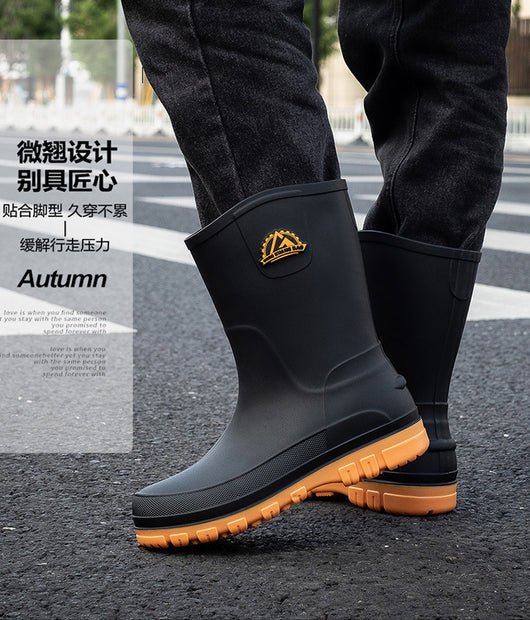 Botas de Lluvia Impermeables para Hombre con Tubo Medio y Suela Antideslizante - Image 14