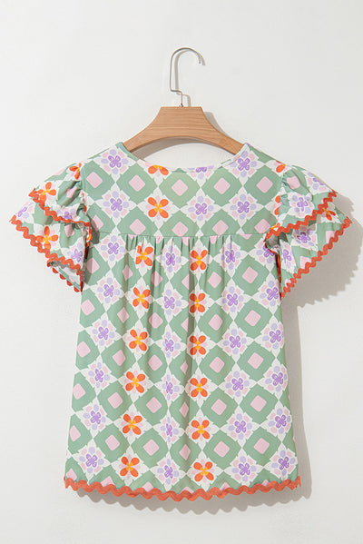 Blusa Chifón Estampado Geométrico Multicolor para Mujer - Image 9