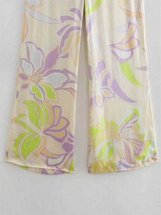 Conjunto Retro Francés para Primavera y Verano: Blusa Estampada y Pantalón Recto - Image 26