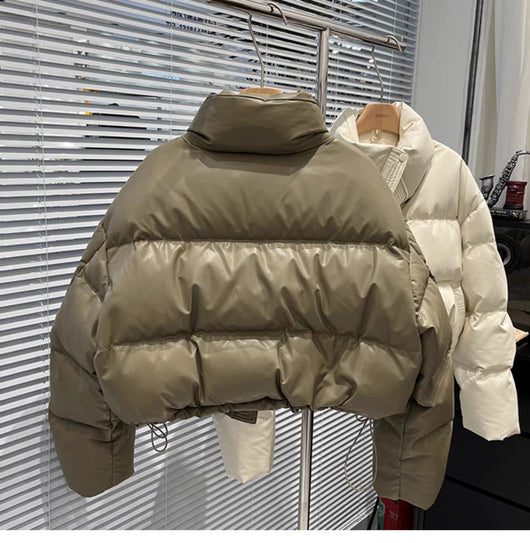 Chaqueta de Plumas de Pato Blanco con Cuello de Pie para Mujer - Image 20
