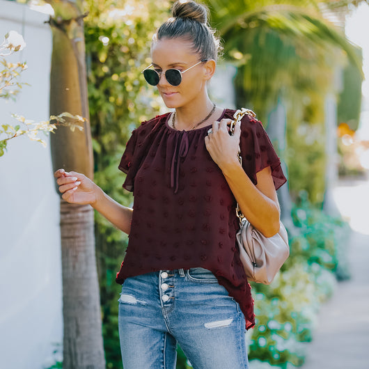 Blusa de Lunares en Gasa Manga Corta para Mujer - Image 14