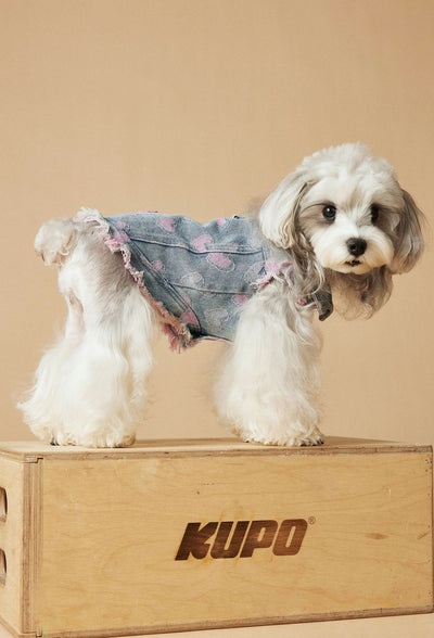 Chaleco Denim sin Mangas para Perros - Diseño Desgastado Love - Image 35