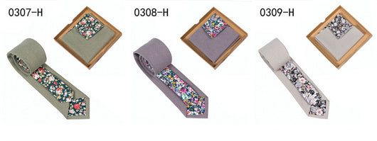 Corbata de Algodón con Estampado Floral y Pañuelo de Bolsillo - Image 42