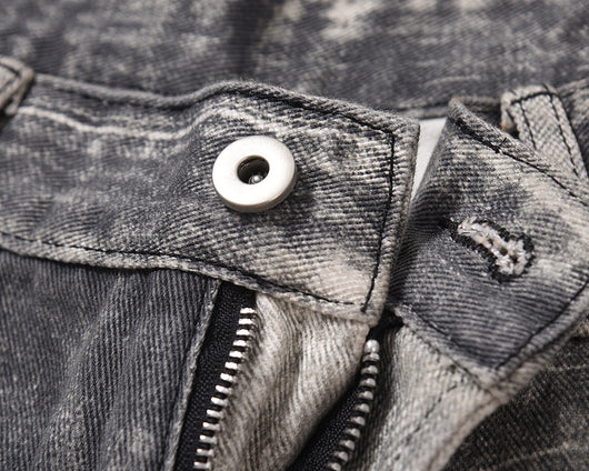 Jeans Ajustados Daddy con Desgarre y Efecto Gato Gris Claro - Image 30