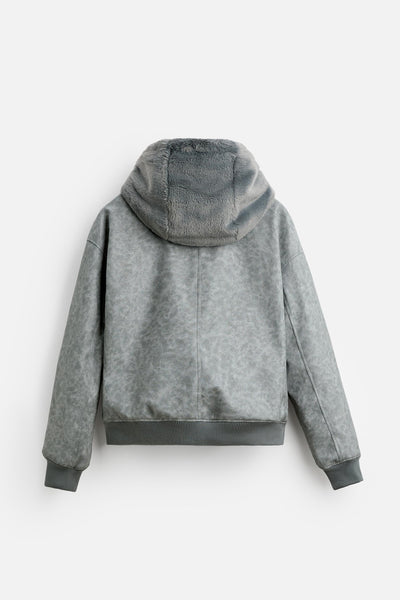 Chaqueta Bomber Reversible con Capucha de Cuero Sintético para Hombre - Image 17