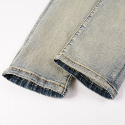 Pantalones Vaqueros Vintage Rotos para Hombre con Estampado de Gato y Parches - Image 24
