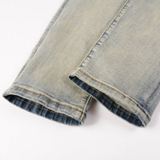 Pantalones Vaqueros Vintage Rotos para Hombre con Estampado de Gato y Parches - Image 24