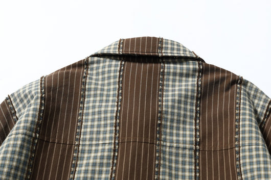 Camisa Acolchada de Algodón a Rayas con Detalles Desgastados - Image 34