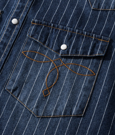 Camisa Denim a Rayas con Efecto Vintage Desgastado - Image 45