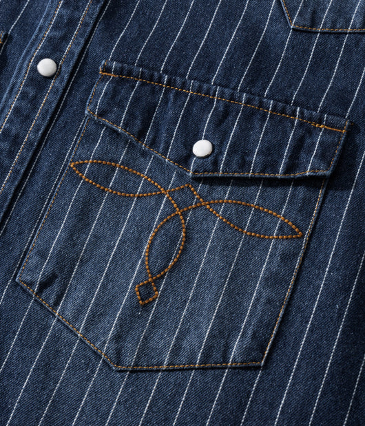 Camisa Denim a Rayas con Efecto Vintage Desgastado - Image 45
