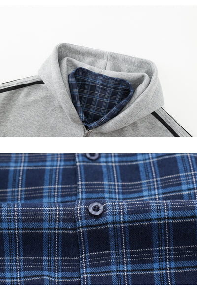 Cardigan Abrigo Cuadrillé con Capucha y Detalles Combinados - Image 16