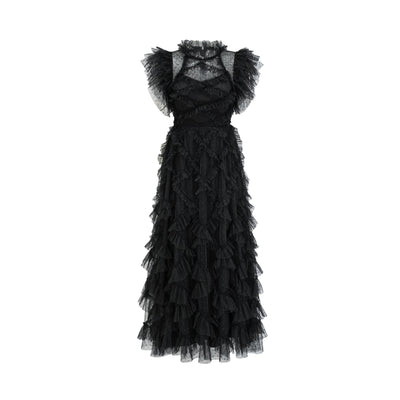 Vestido Elegante sin Mangas con Cuello Tortuga y Falda Tableada Bordada - Image 49