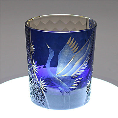 Vaso de Whiskey Edo Kiriko Pino y Grúa - Artesanía Japonesa - Image 46