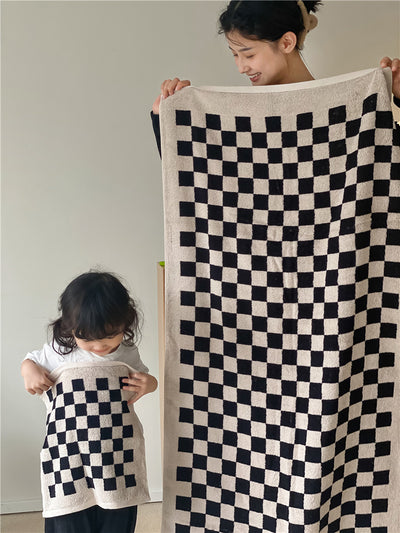 Toallas de Algodón Peinado Tejidas con Diseño Cuadrícula Padre e Hijo - Image 82