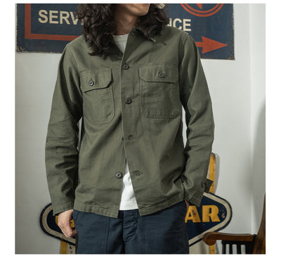 Camisa de Trabajo Algodón Satinado Verde Oliva para Hombre - Image 21