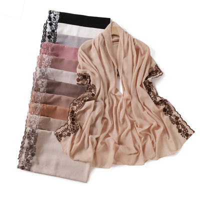 Pañuelo de Gasa Ligero en Colores Sólidos para Mujer - Image 35