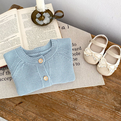 Cardigan Tejido a Mano para Niños con Cuello Redondo y Bolsillos Calados - Image 25