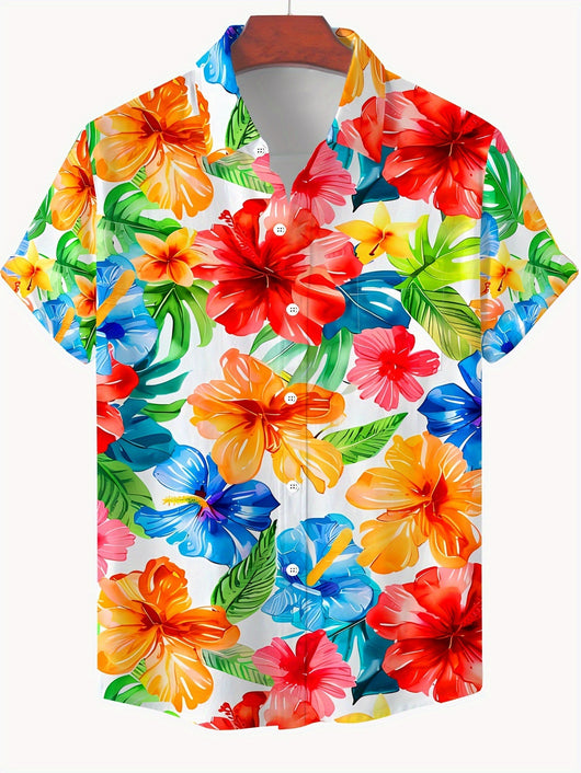 Camisa Manga Corta Hombre Estampado Floral 3D - Image 21