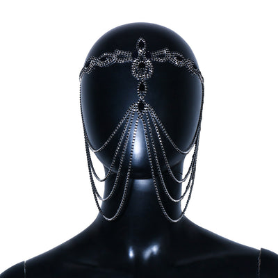 Máscara Negra con Rhinestones Exagerados para el Cabello - Image 9