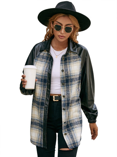 Chaqueta Casual de Cuadros con Paneles Sueltos y Bolsillos Dobles - Image 21